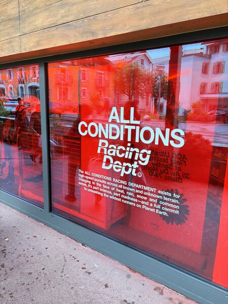 The new Nike trail running division called “All Conditions Racing Department” had put up a popup store in the vicinity