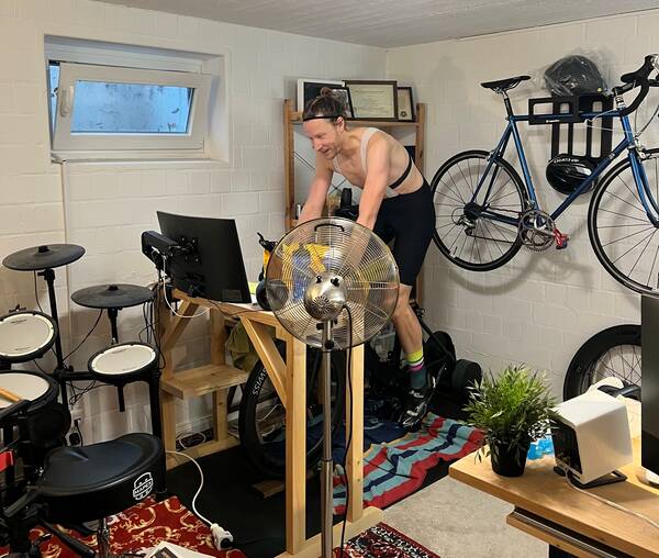 That’s what I look like on the bike in my basement, by the way