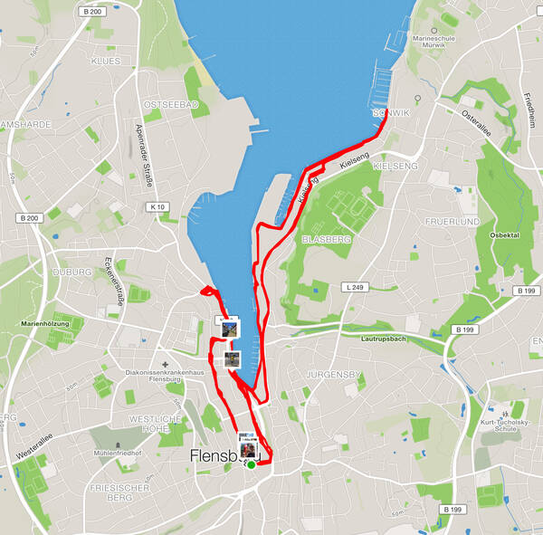 The course map tracking from Flensburg