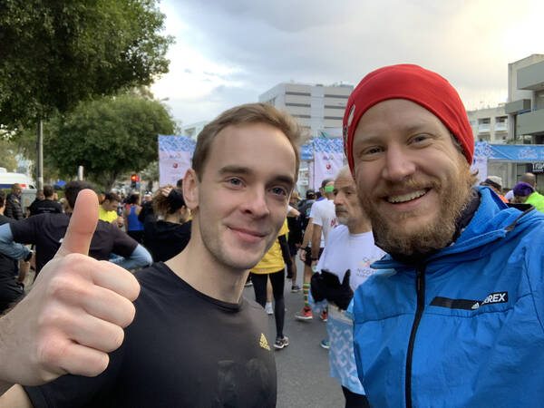 Highlight: meeting Michael from Cologne by chance – he is/was also collecting EU marathon finishes