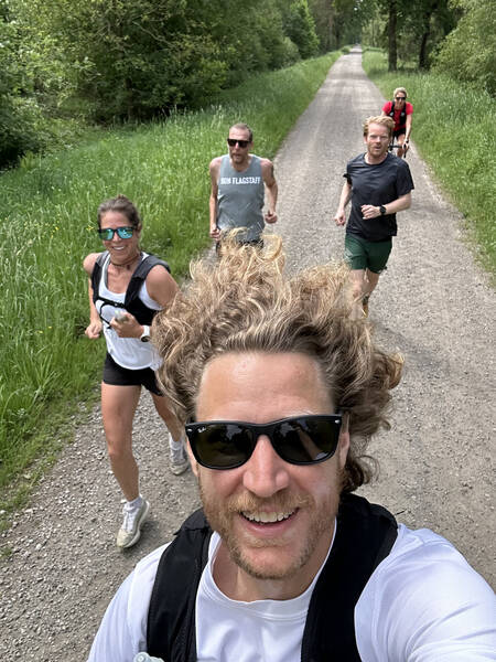 On the date of the cancelled event this year in May, the orga team consisting of Maiken, Micha, Till, Judith and me (left side then clockwise) ran a big part of the track together to talk about it all and manifest the plans for 2025